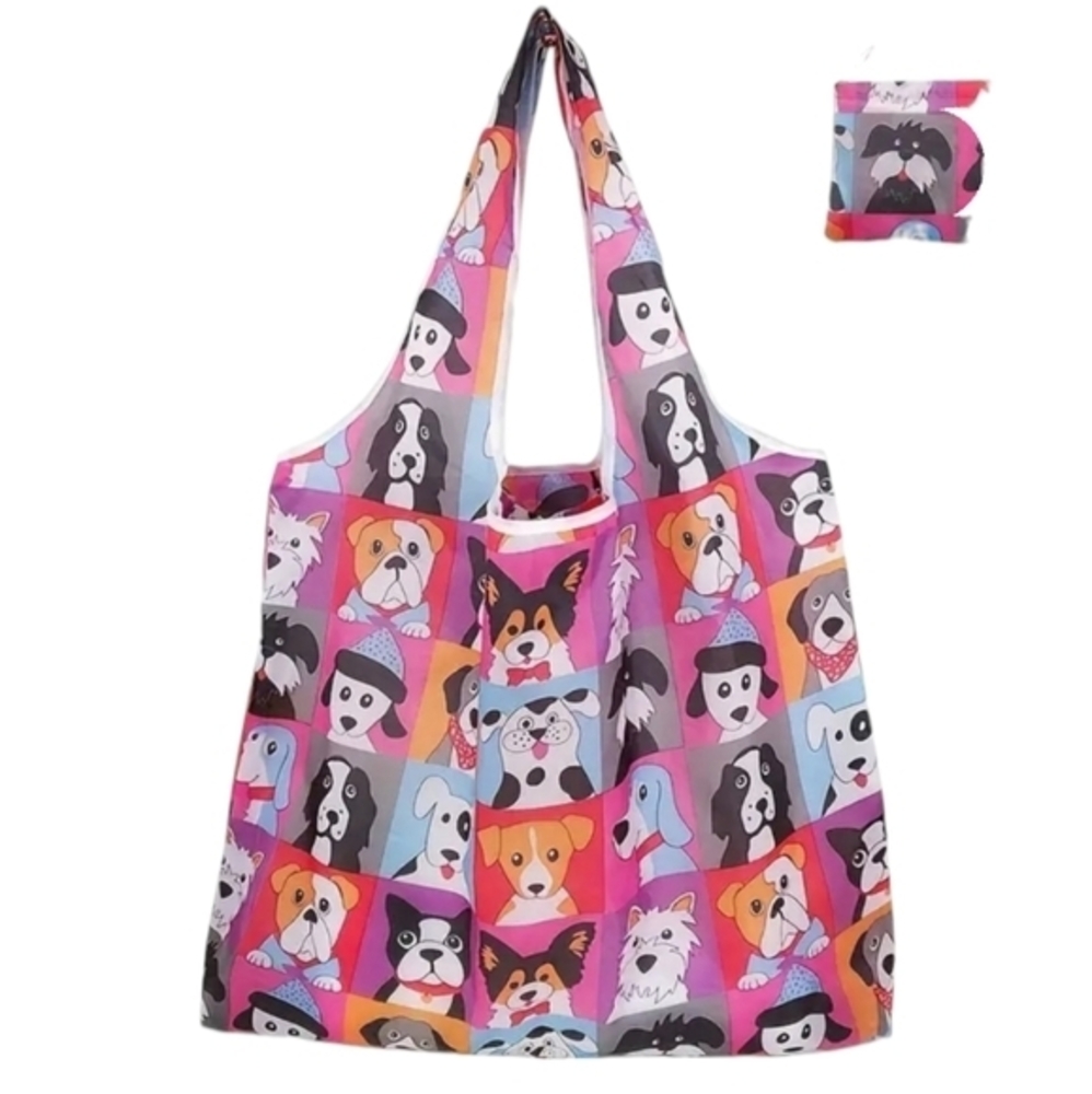 Dog Pattern Shoulder Bag, Versatile Shopping Grocery Handbag For Women‎